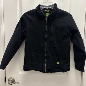 John Deere Tractor Jacket – Black Canvas – Boys Size 10–12